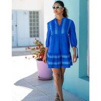 Pour Moi Claire Linen Blend Beach Kaftan Dress Bright Blue