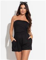 Pour Moi Jersey Bandeau Beach Playsuit Black