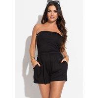 Pour Moi Jersey Bandeau Beach Playsuit Black