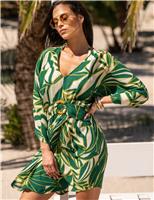 Pour Moi Crinkle O Ring Short Beach Kaftan Ivory Mix
