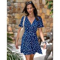 Pour Moi Polka Dot Jersey Wrap Front Dress Navy Mix