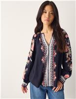 Floral Print V-Neck Blouse