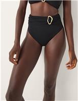Monsoon Molten Detail High Waisted Bikini Bottoms Black