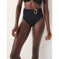 Monsoon Molten Detail High Waisted Bikini Bottoms Black