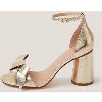 Monsoon Metallic Bow Block Heel Sandals Gold