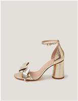 Monsoon Metallic Bow Block Heel Sandals Gold