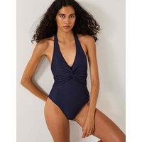 Monsoon Ribbed Halterneck Swimsuit Navy
