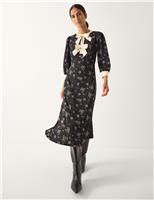 Jersey Ditsy Floral Midi Waisted Dress