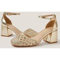 Monsoon Metallic Braided Block Heel Sandals Gold