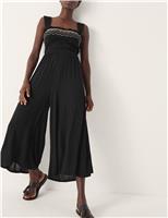 Embroidered Sleeveless Jumpsuit