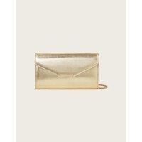 Monsoon Metallic Chain Strap Clutch Bag Gold