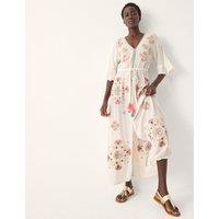 Monsoon Embroidered V-Neck Maxi Beach Dress White