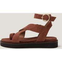 Monsoon Suede Ankle Strap Flatform Sandals Tan