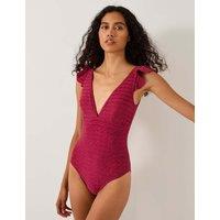 Monsoon Ribbed Plunge Swimsuit Burgundy