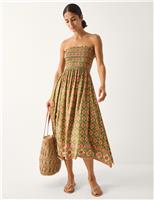 Floral Shirred Bandeau Midi Dress