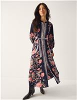Floral Blouson Sleeve Midaxi Shirt Dress