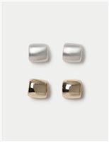 2 Pack Square Stud Earrings