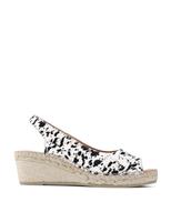 Jones Bootmaker Wide Fit Hair On Leather Wedge Espadrilles White/Black