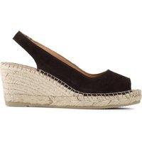 Jones Bootmaker Wide Fit Leather Wedge Espadrilles Chocolate