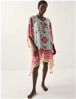Floral Tie Neck Beach Cover Up Kaftan
