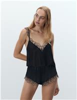 Amarosa Chiffon Embroidery Camisole Short Set