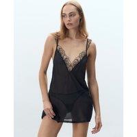 Bluebella Amarosa Chiffon Embroidery Short Chemise Black