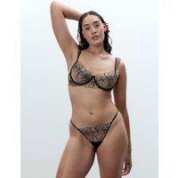 Bluebella Amarosa Floral Embroidery Thong Black