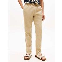 Tommy Hilfiger Harlem Sorona Regular Fit Linen Rich Lightweight Trousers Beige