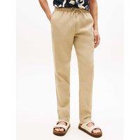 Tommy Hilfiger Harlem Sorona Regular Fit Linen Rich Lightweight Trousers Beige
