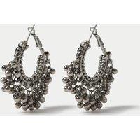 M&S Chunky Beaded Hoop Earrings Silver