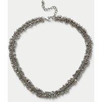 M&S Beaded Cluster Necklace Silver