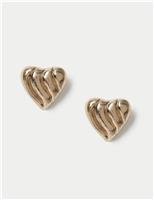 Textured Heart Stud Earrings