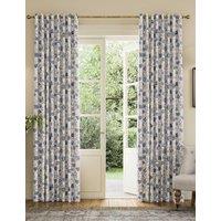 Joules Indienne Pure Cotton Eyelet Blackout Curtains Blue Mix