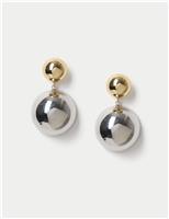 Mixed Metal Sphere Drop Earrings