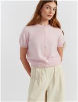 Brushed Pure Cashmere Crew Neck Cardigan