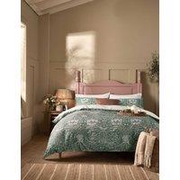 William Morris At Home Pure Cotton Sateen Honeysuckle and Tulip Bedding Set Green Mix