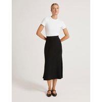 Finery London Crepe Midi Slip Skirt Black