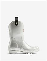 Hunter Metallic Cowboy Boot Wellies Silver