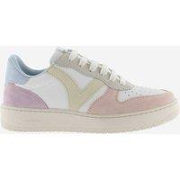 Victoria Leather Suede Panel Lace Up Trainers Pink