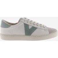 Victoria Leather Lace Up Side Detail Trainers Jade