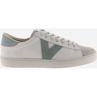 Victoria Leather Lace Up Side Detail Trainers Jade