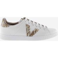 Victoria Leather Lace Up Trainers Beige
