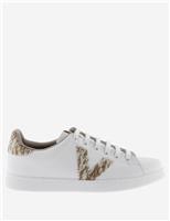 Leather Lace Up Glitter Side Detail Trainers