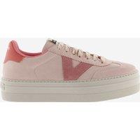 Victoria Suede Lace Up Side Detail Platform Trainers Pink