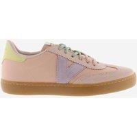 Victoria Lace Up Colour-Block Side Detail Trainers Pink