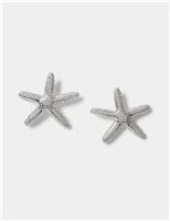 Rhodium Oversized Starfish Stud Earrings