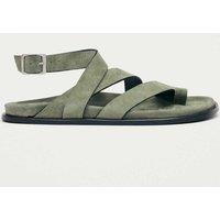 Alohas Tide Suede Strappy Flat Slingback Sandals Green