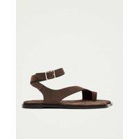 Alohas Leather Buckle Flat Slingback Sandals Brown