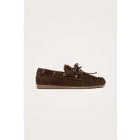 Alohas Leather Lace Up Flat Loafers Brown