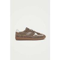 Alohas Leather Lace Up Trainers Taupe